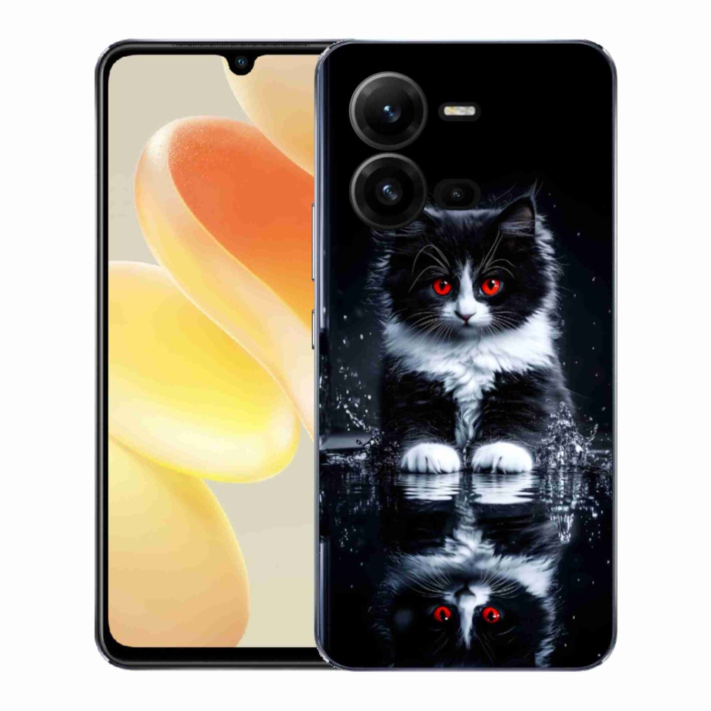 Gélový kryt mmCase na Vivo X80 Lite - čiernobiele mačiatko