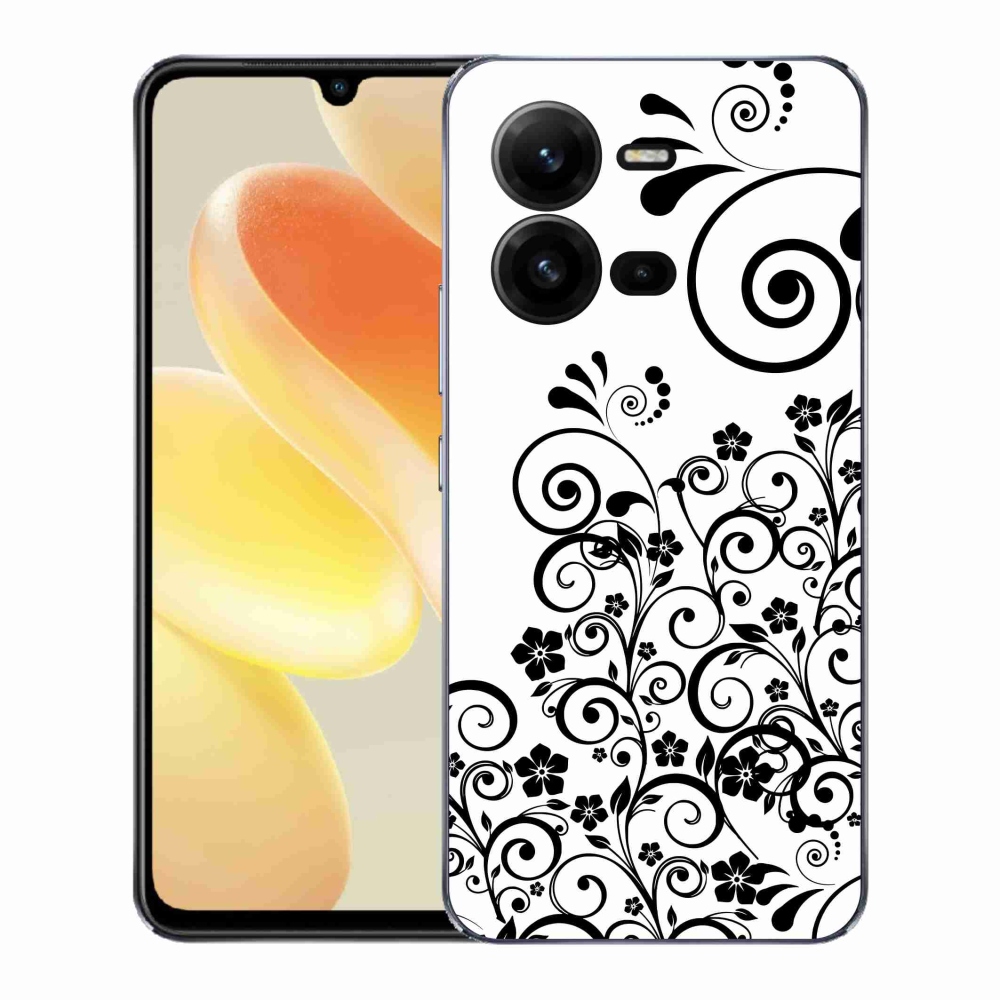 Gélový kryt mmCase na Vivo X80 Lite - čiernobiele kvetinové vzory
