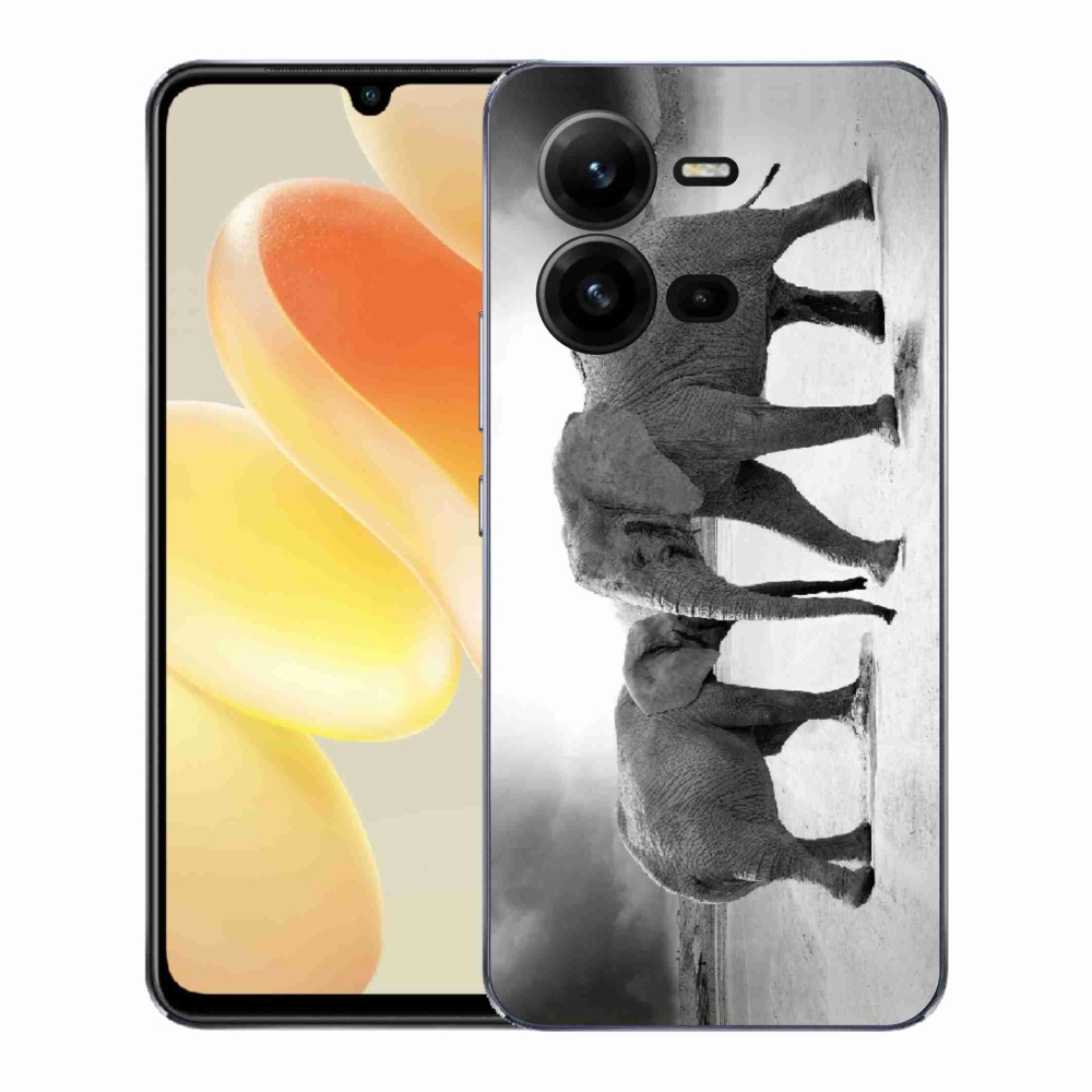 Gélový kryt mmCase na Vivo X80 Lite - čiernobieli slony