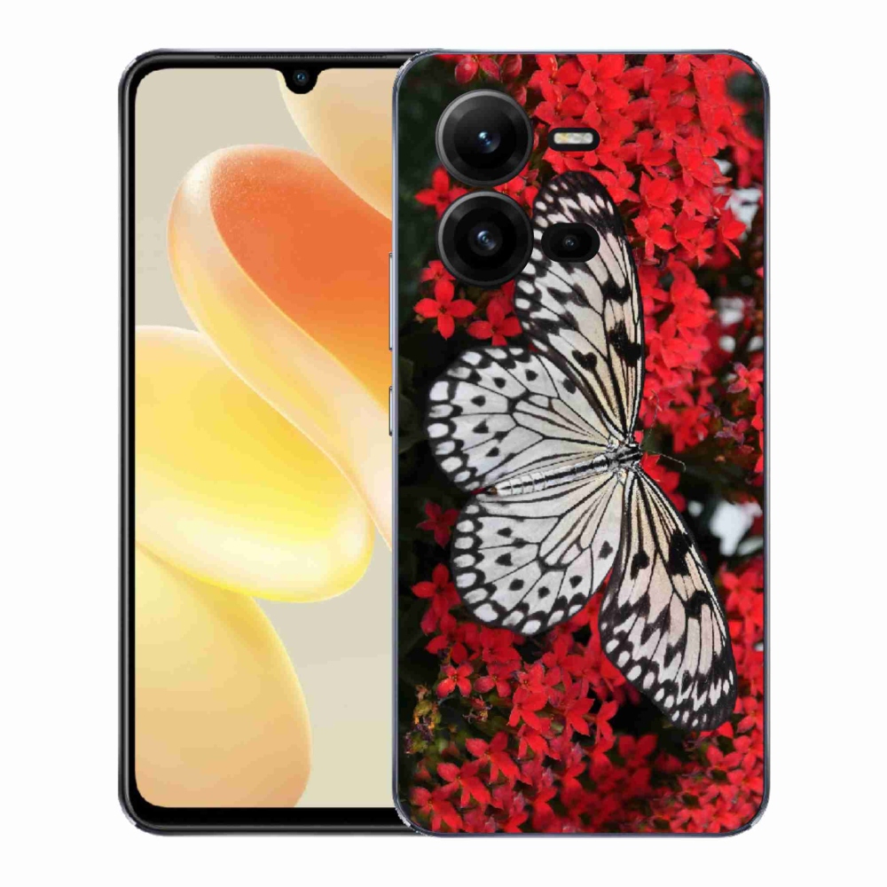 Gélový kryt mmCase na Vivo X80 Lite - čiernobiely motýľ 1