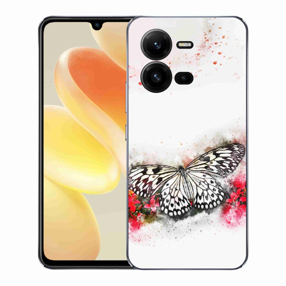 Gélový kryt mmCase na Vivo X80 Lite - čiernobiely motýľ