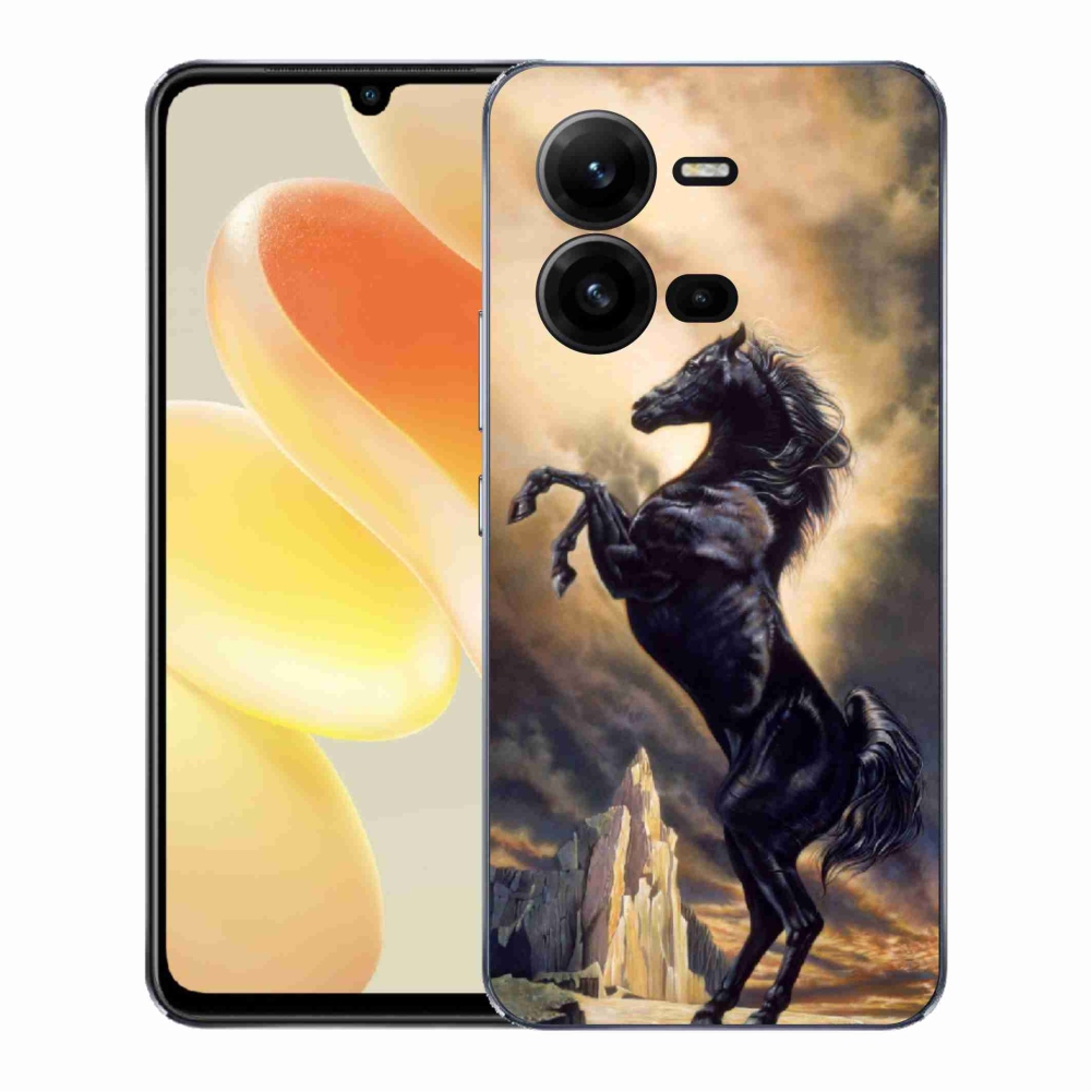 Gélový kryt mmCase na Vivo X80 Lite - čierny kreslený kôň