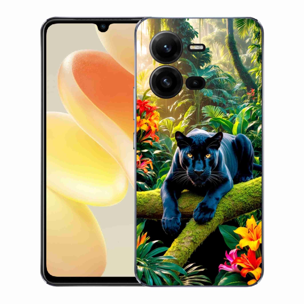 Gélový kryt mmCase na Vivo X80 Lite - čierny panter v džungli