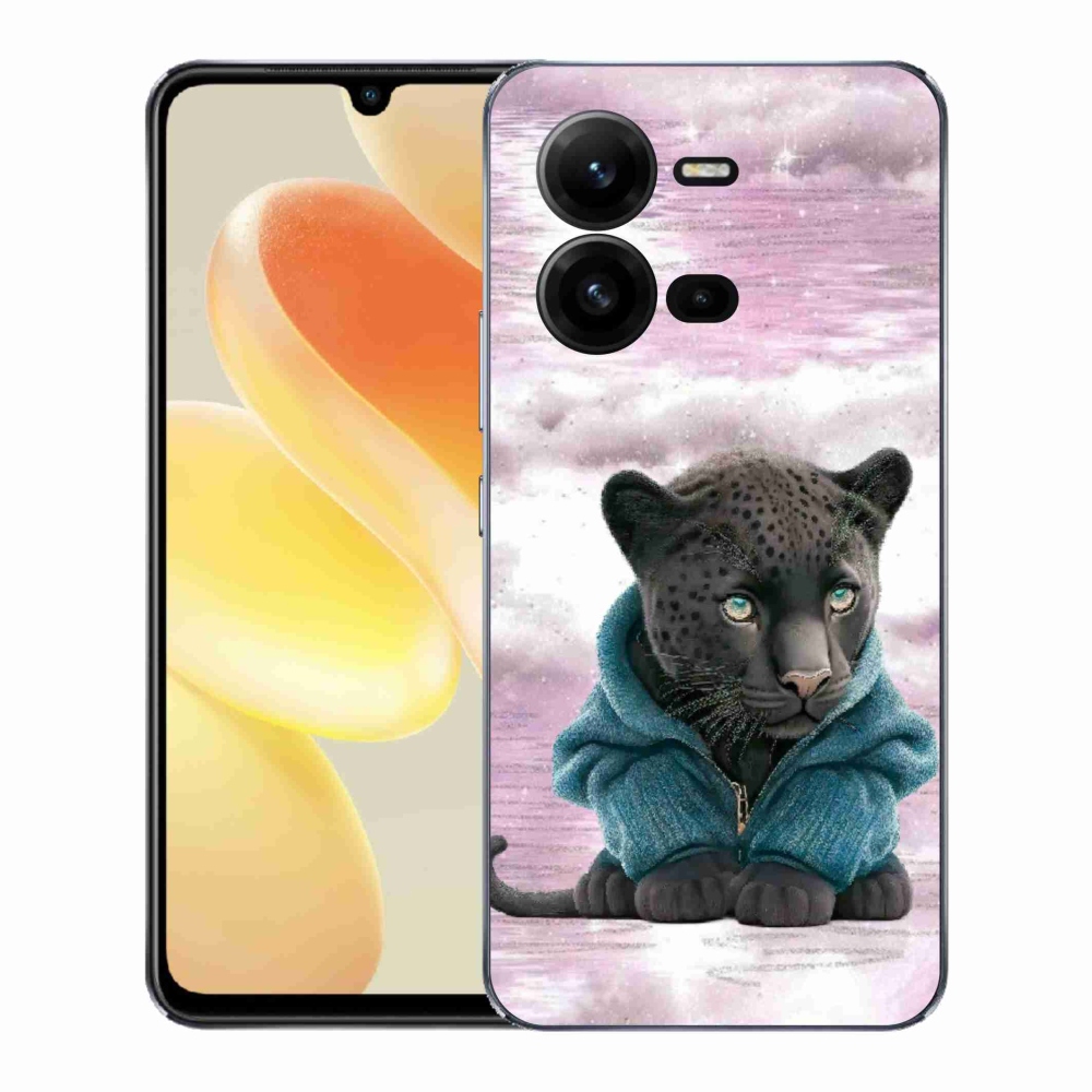 Gélový kryt mmCase na Vivo X80 Lite - čierny panter vo svetri