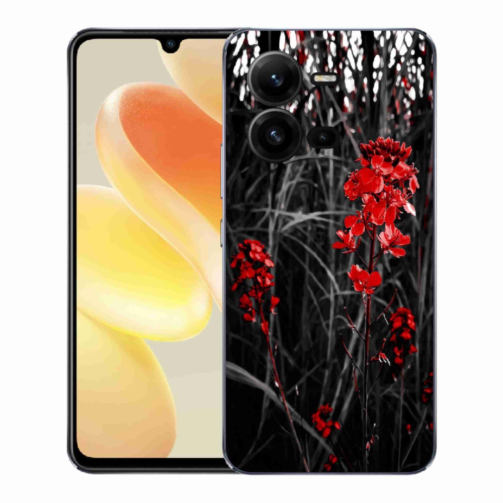 Gélový kryt mmCase na Vivo X80 Lite - červená rastlina