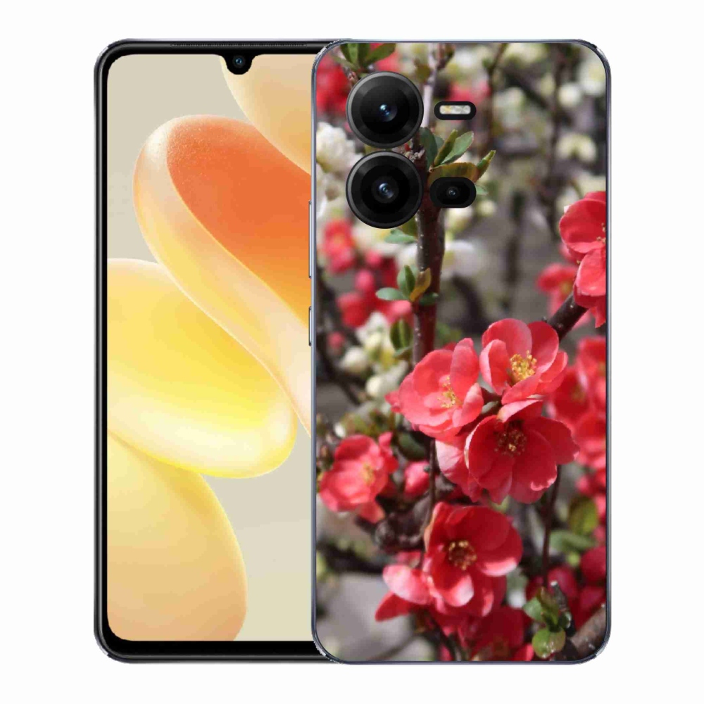 Gélový kryt mmCase na Vivo X80 Lite - červené kvety