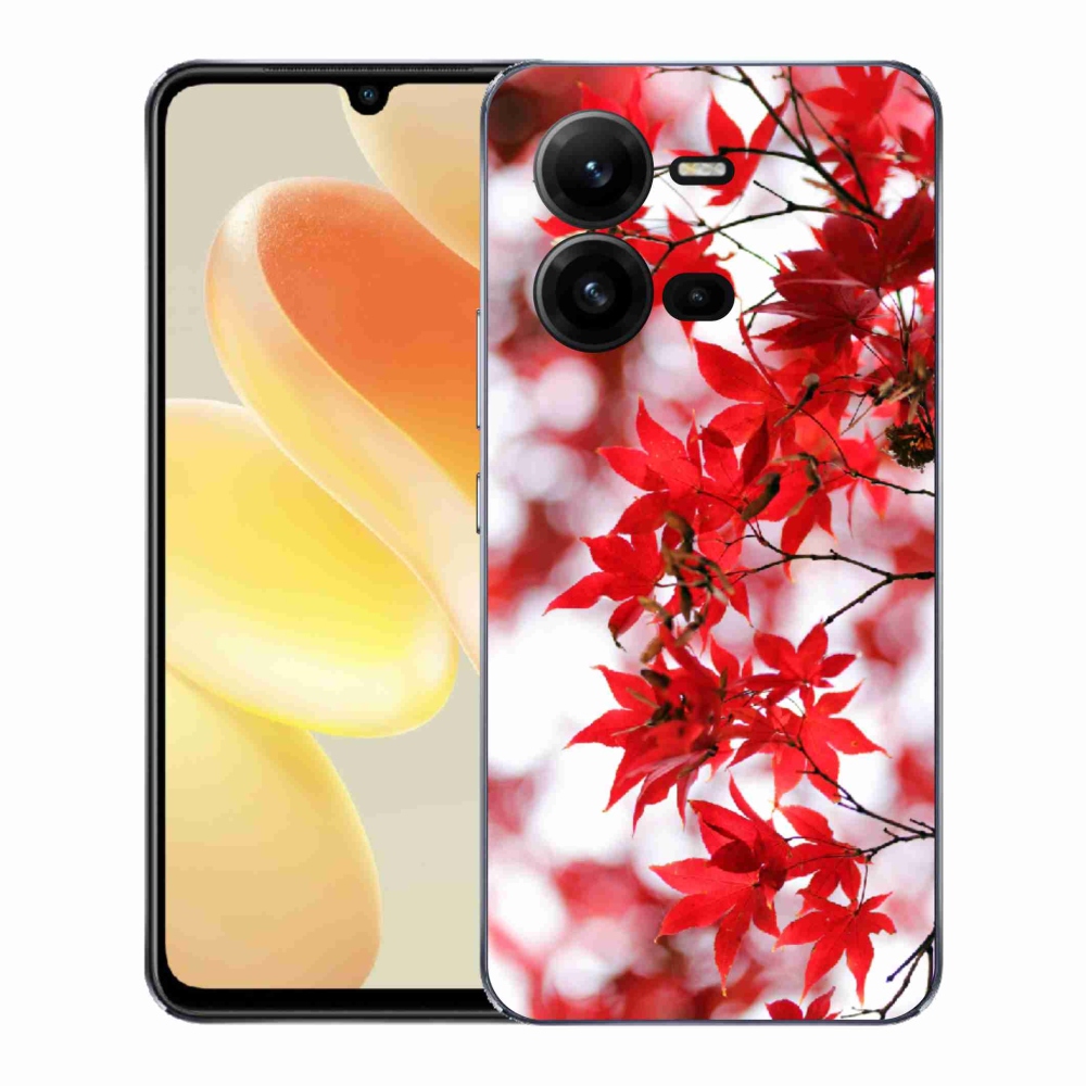 Gélový kryt mmCase na Vivo X80 Lite - červené listy