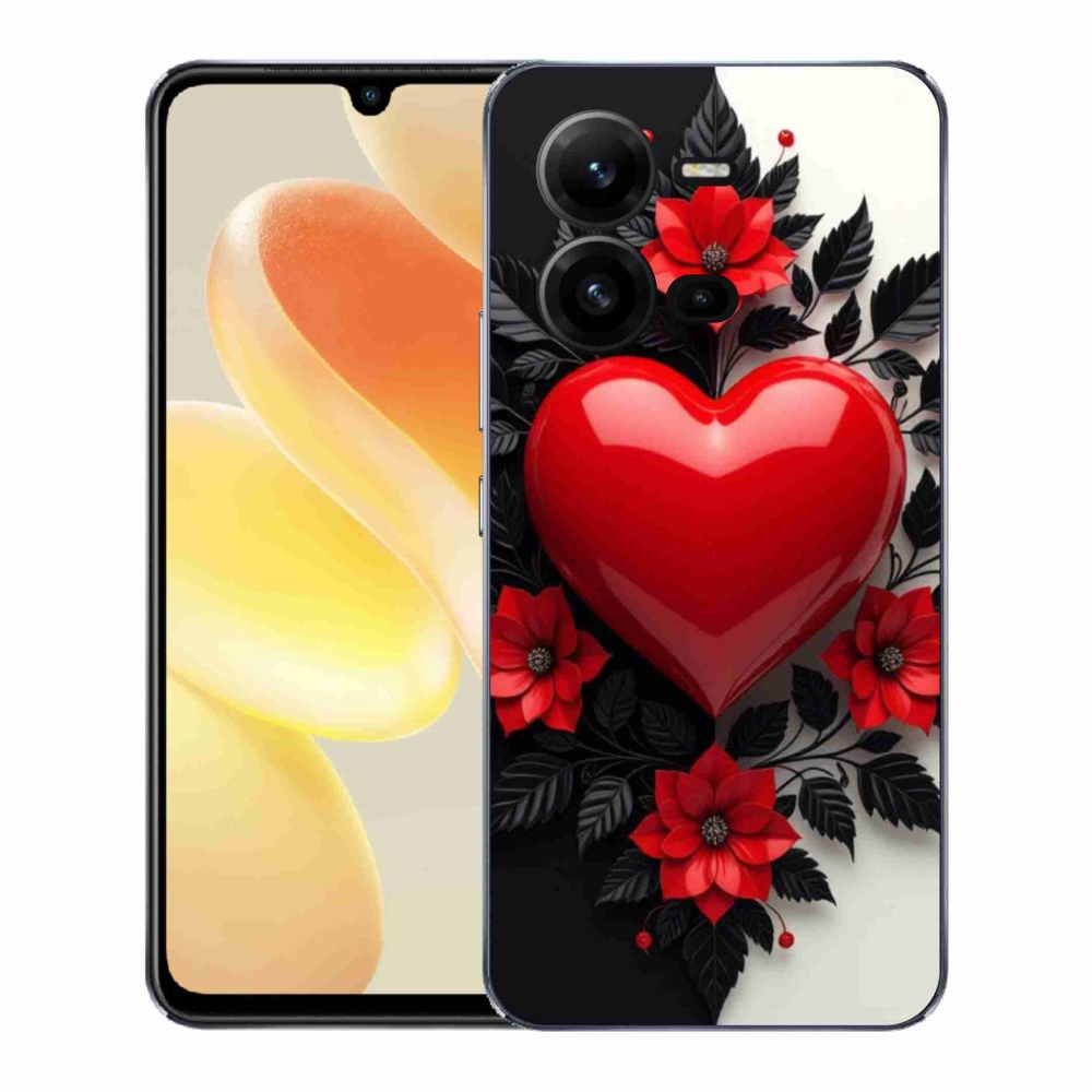 Gélový kryt mmCase na Vivo X80 Lite - červené srdce
