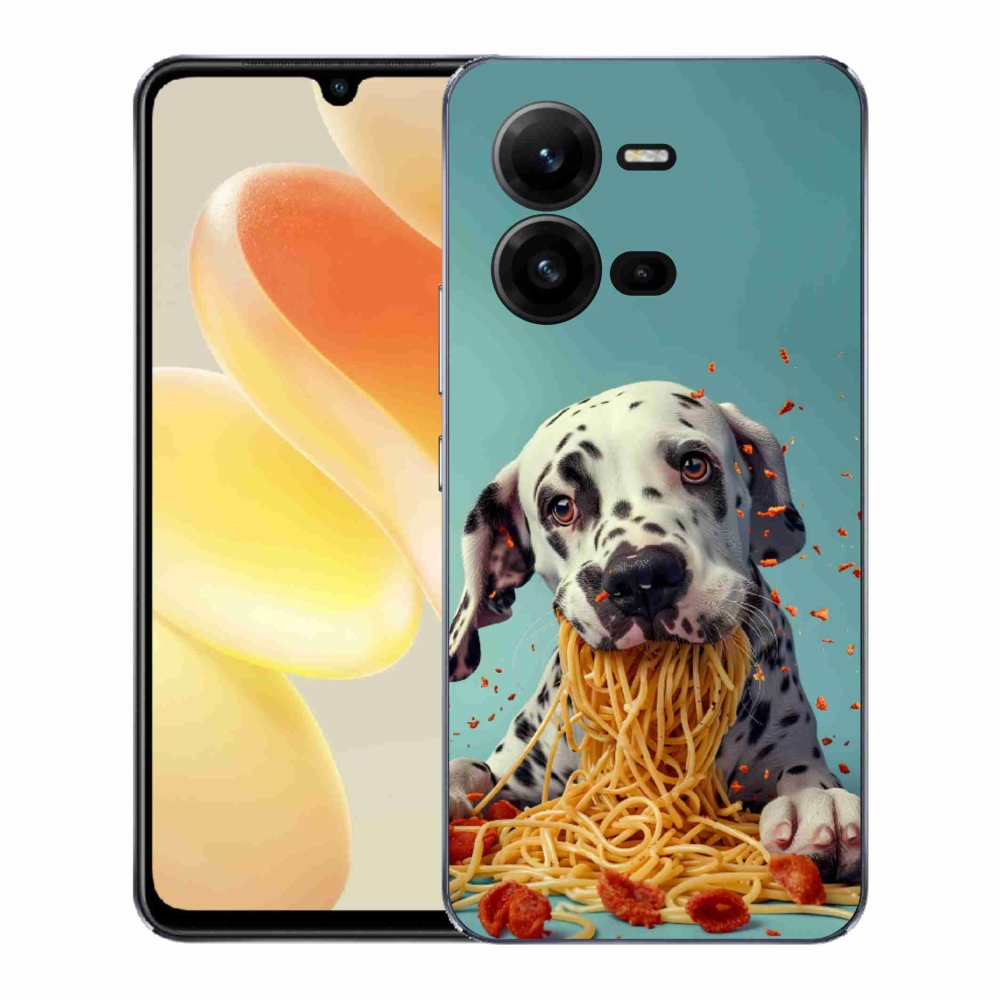 Gélový kryt mmCase na Vivo X80 Lite - dalmatín a špagety