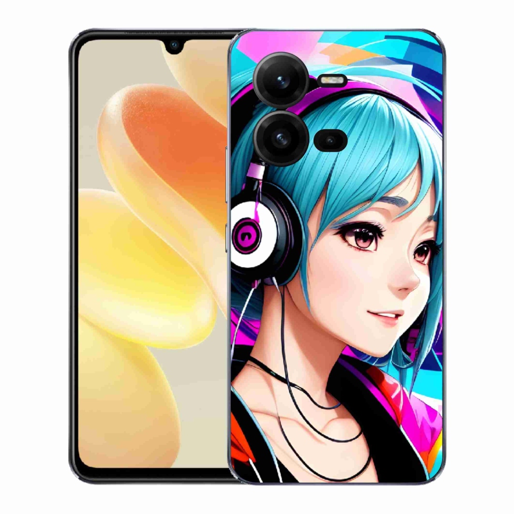 Gélový kryt mmCase na Vivo X80 Lite - dievča so slúchadlami