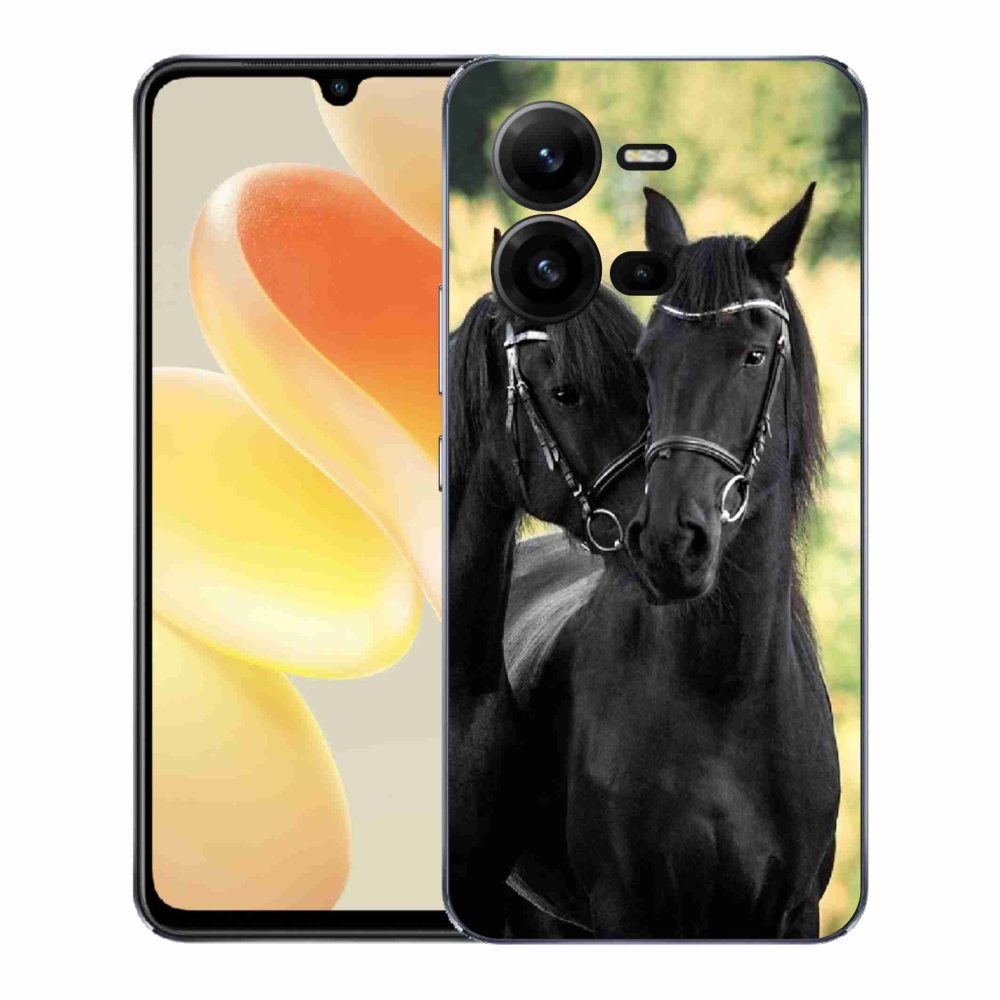 Gélový kryt mmCase na Vivo X80 Lite - dva čierne kone