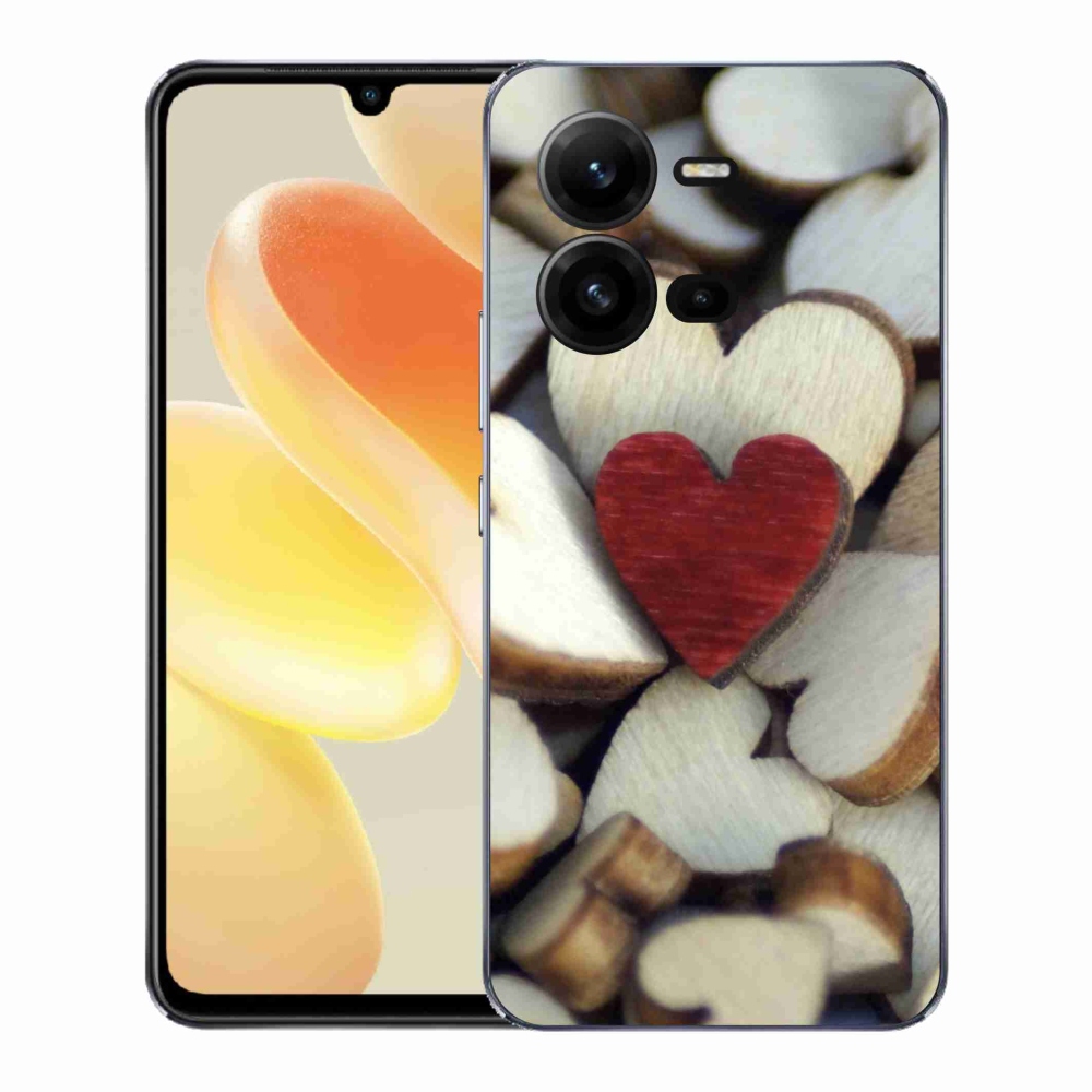 Gélový kryt mmCase na Vivo X80 Lite - gravírované červené srdce
