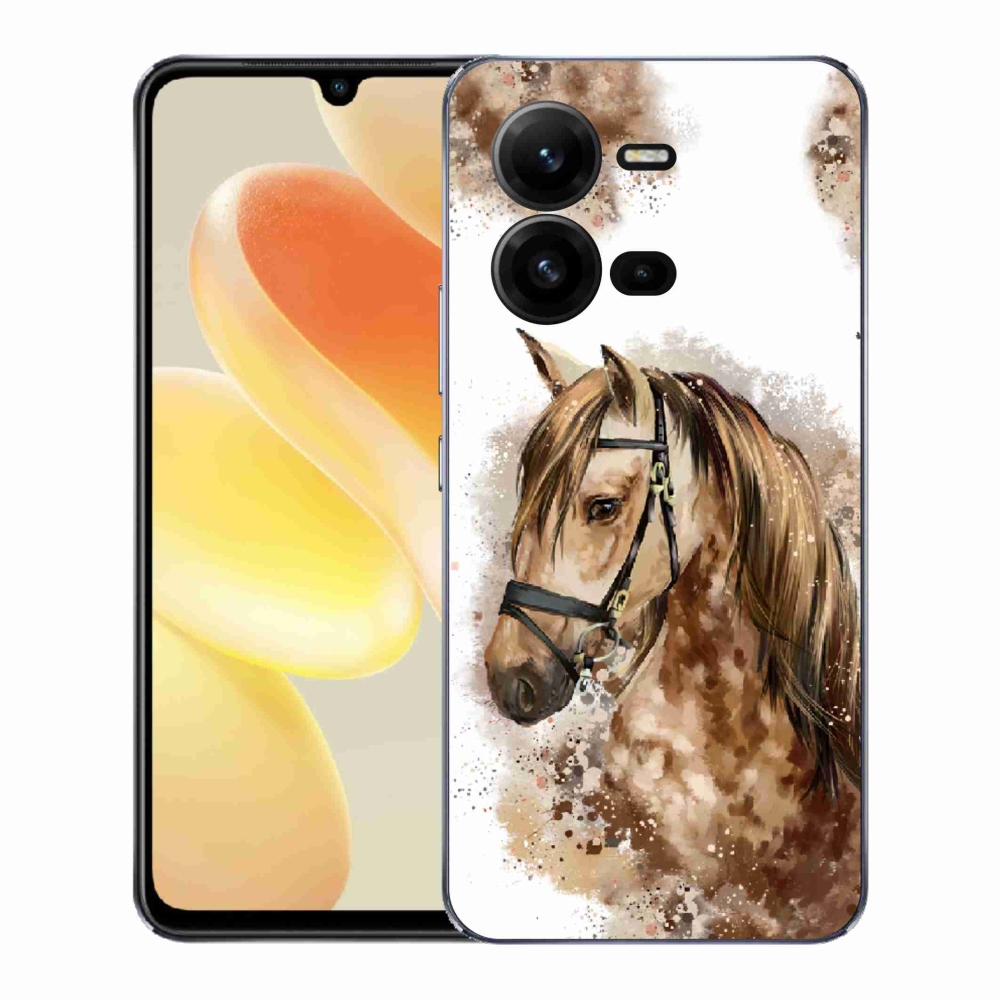 Gélový kryt mmCase na Vivo X80 Lite - hnedý kreslený kôň