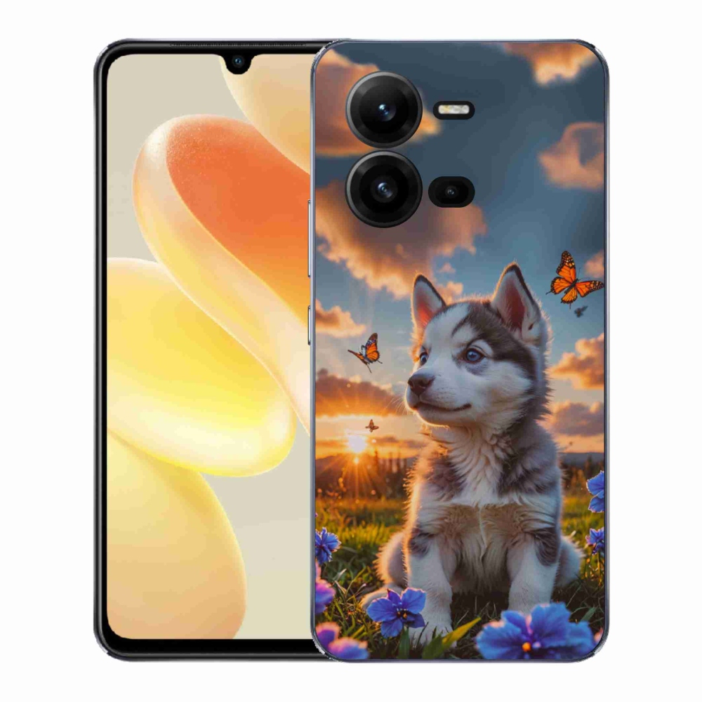 Gélový kryt mmCase na Vivo X80 Lite - husky pri západe slnka