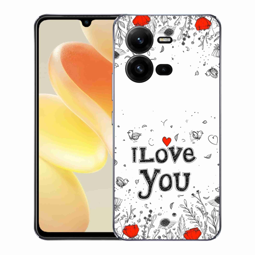Gélový kryt mmCase na Vivo X80 Lite - I love you biele pozadie
