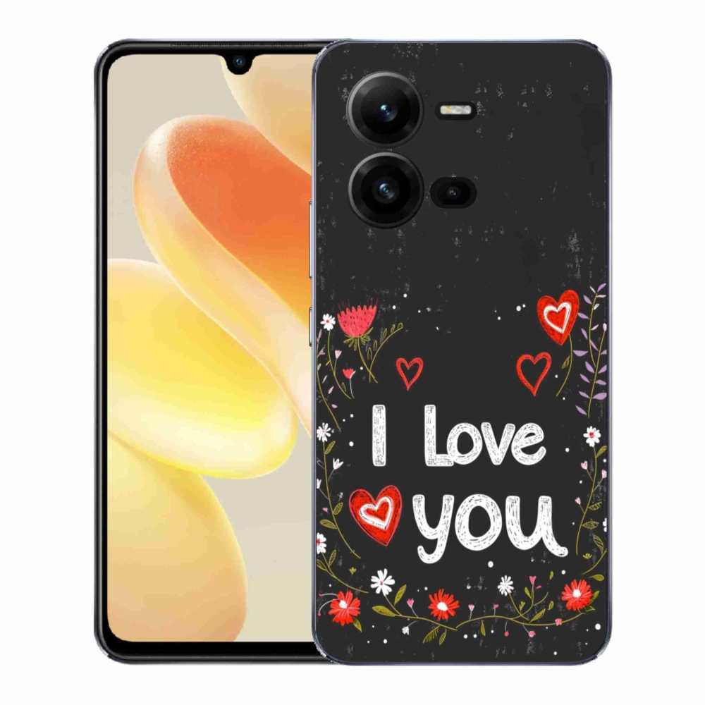 Gélový kryt mmCase na Vivo X80 Lite - I love you čierne pozadie