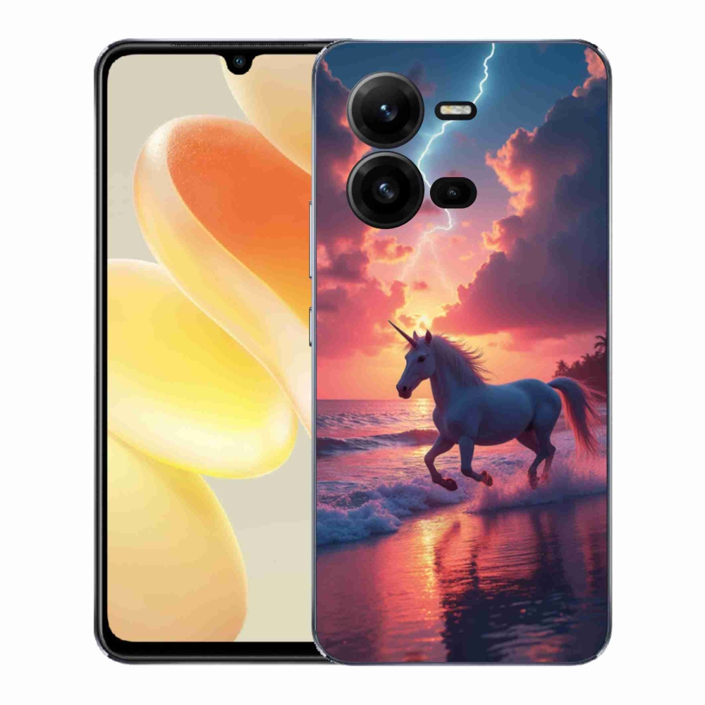 Gélový kryt mmCase na Vivo X80 Lite - jednorožec na pláži