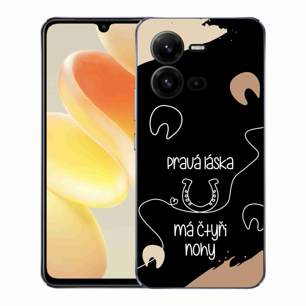 Gélový kryt mmCase na Vivo X80 Lite - konský motív čierne pozadie