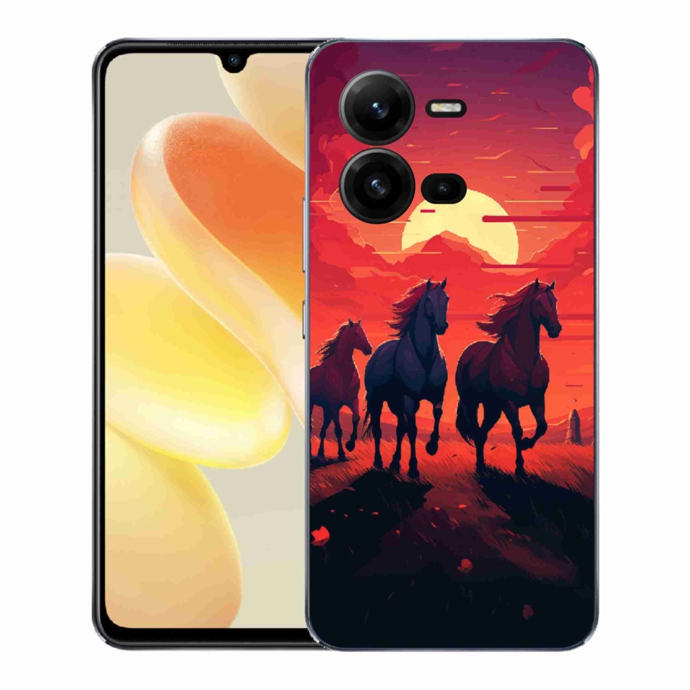 Gélový kryt mmCase na Vivo X80 Lite - kone a západ slnka