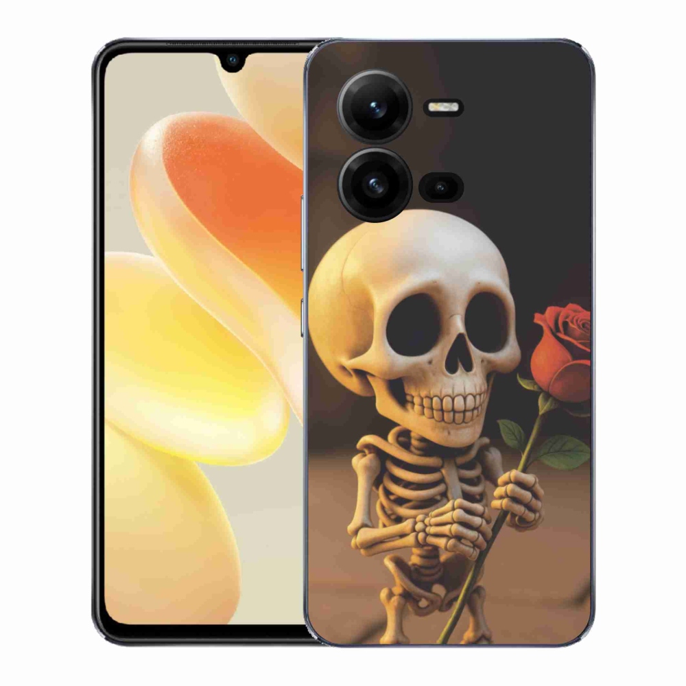Gélový kryt mmCase na Vivo X80 Lite - kostlivec s ružou