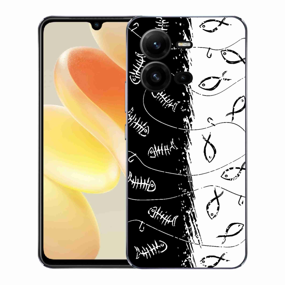Gélový kryt mmCase na Vivo X80 Lite - kostry a rybky
