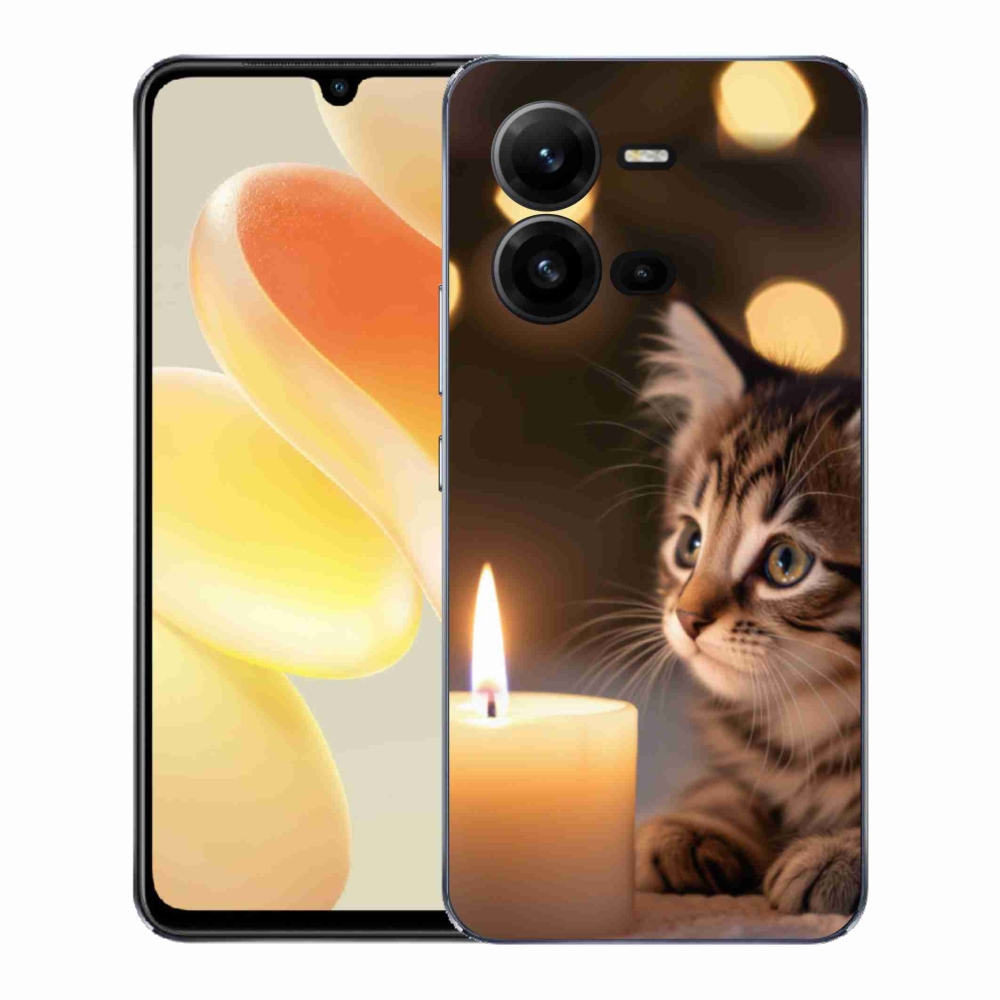 Gélový kryt mmCase na Vivo X80 Lite - mačiatko a sviečka