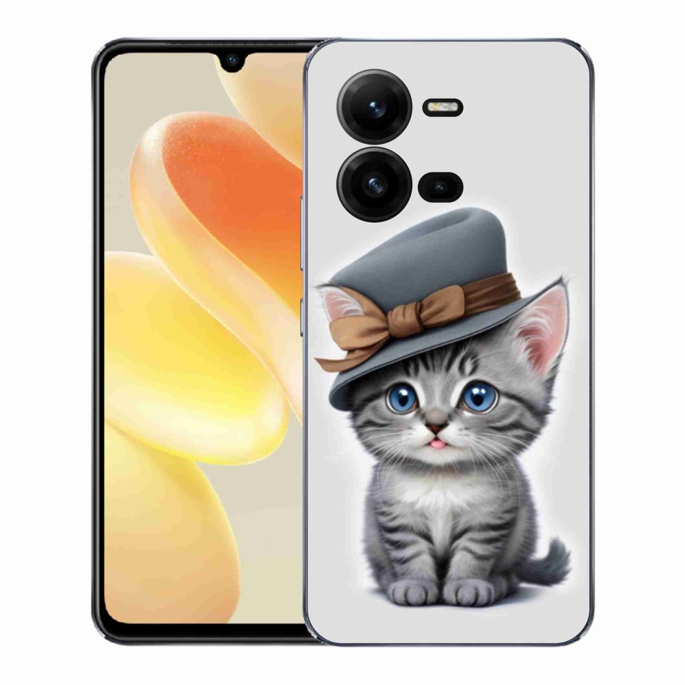 Gélový kryt mmCase na Vivo X80 Lite - mačiatko s klobúkom