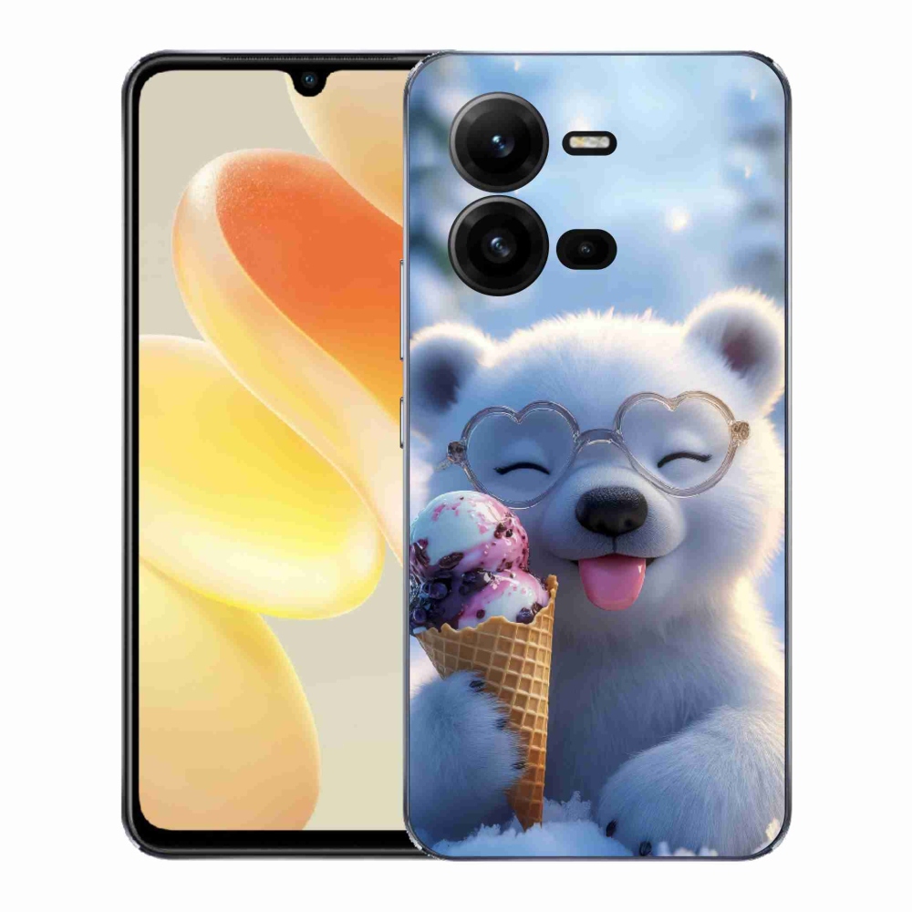 Gélový kryt mmCase na Vivo X80 Lite - medvedík so zmrzlinou
