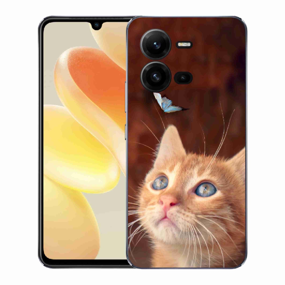 Gélový kryt mmCase na Vivo X80 Lite - motýľ a mačiatko