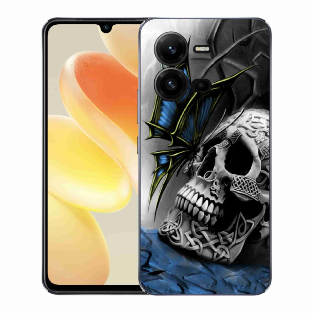 Gélový kryt mmCase na Vivo X80 Lite - motýľ a lebka