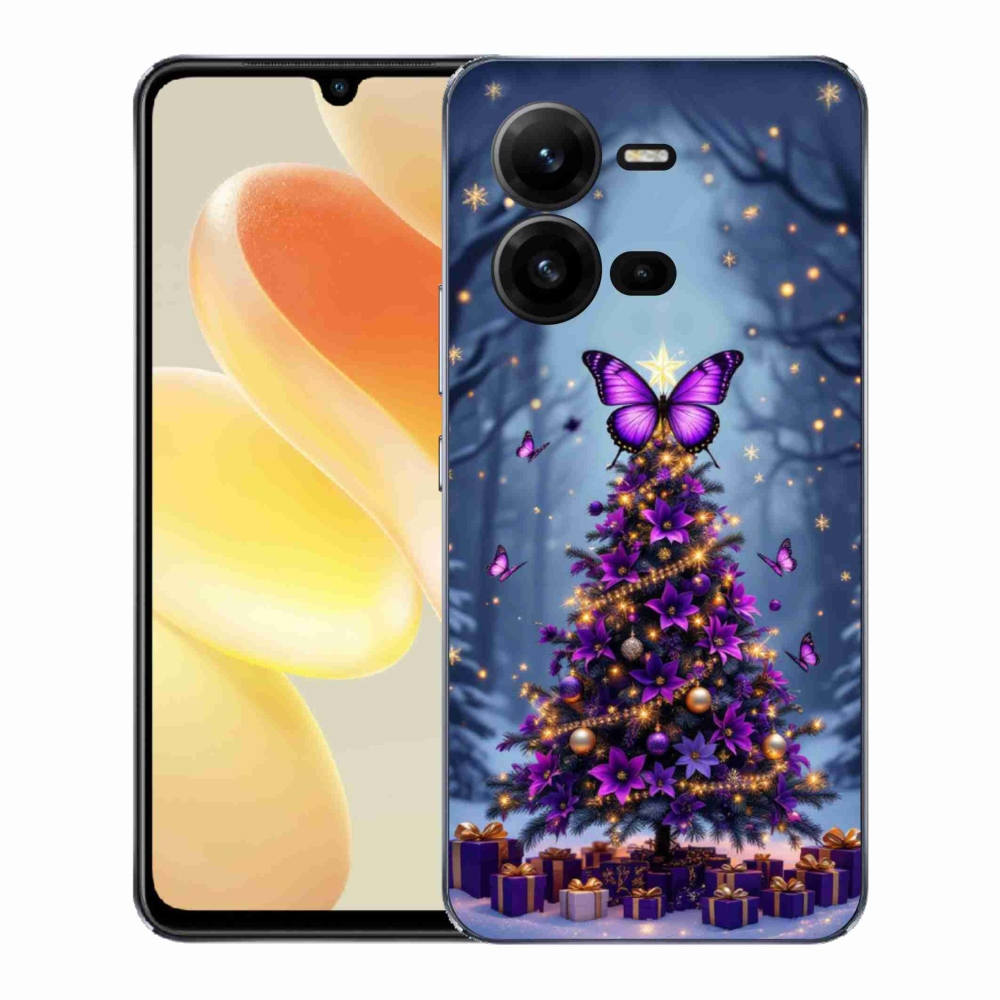 Gélový kryt mmCase na Vivo X80 Lite - motýlí vianočný stromček