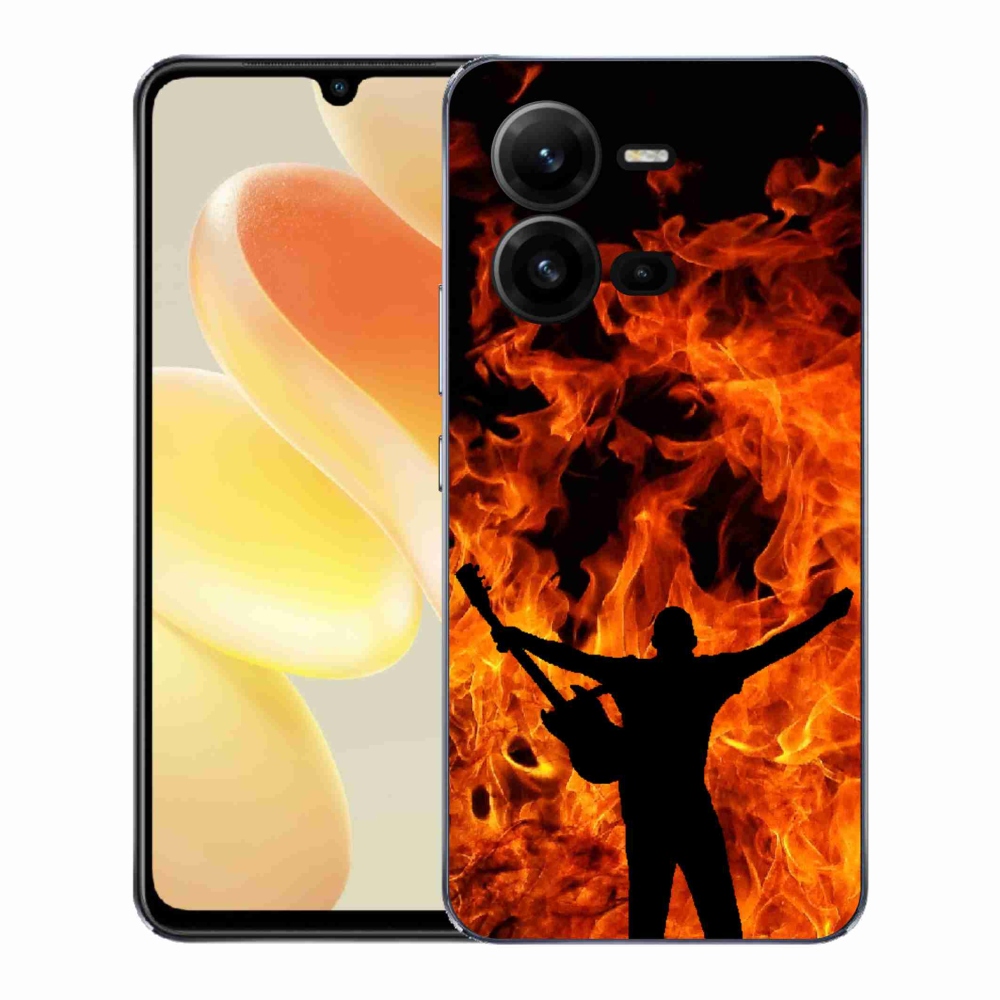 Gélový kryt mmCase na Vivo X80 Lite - muzikant a oheň