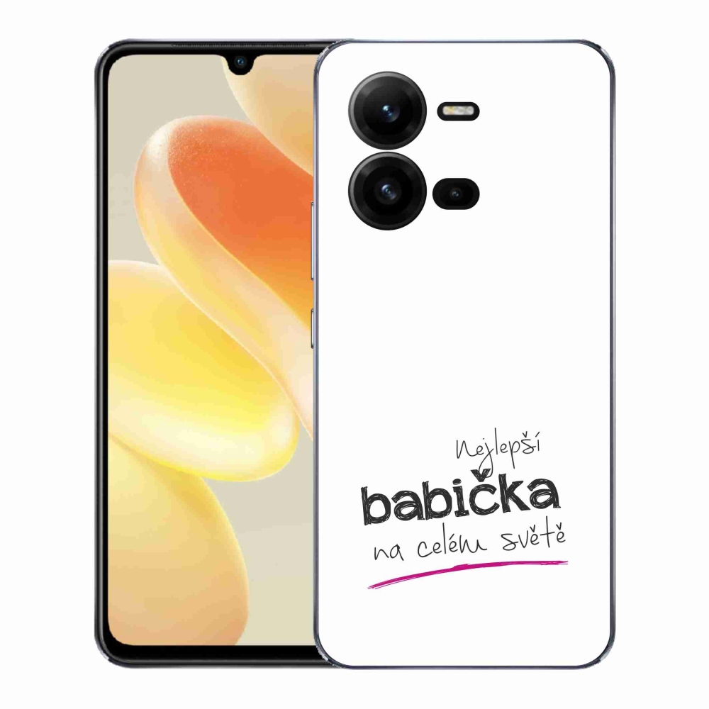 Gélový kryt mmCase na Vivo X80 Lite - najlepšia babička 4 biele pozadie