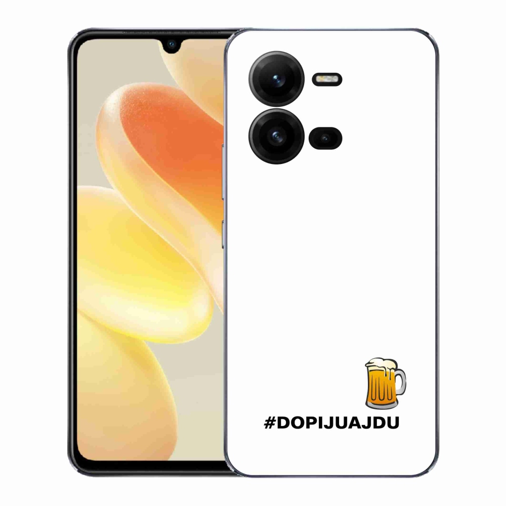 Gélový kryt mmCase na Vivo X80 Lite - pivný motív 1 biele pozadie