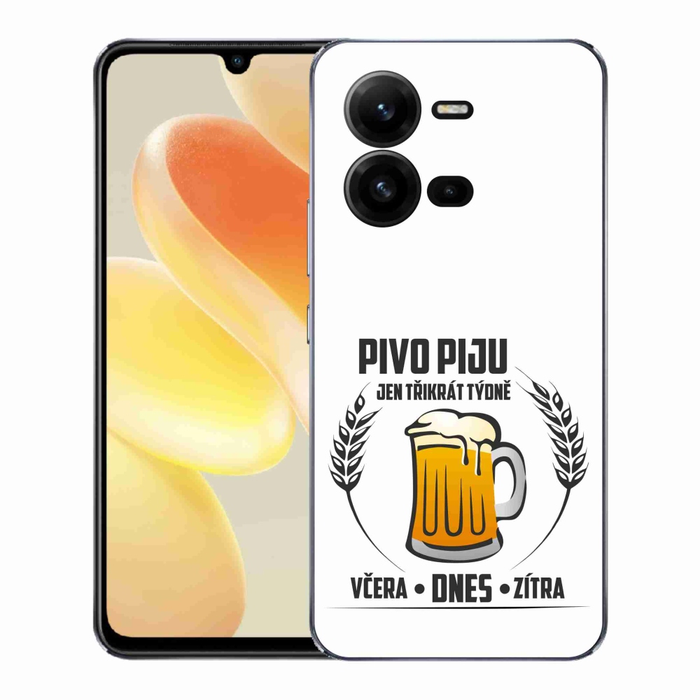 Gélový kryt mmCase na Vivo X80 Lite - pivný motív biele pozadie