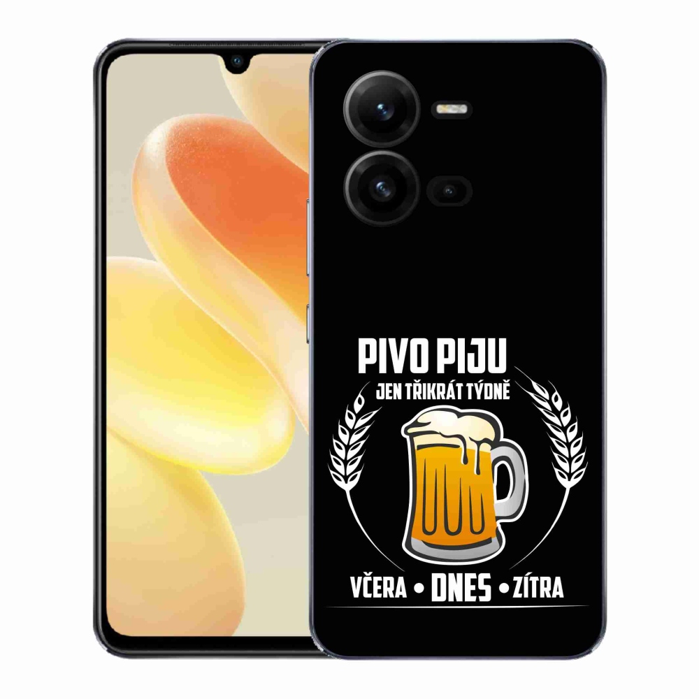 Gélový kryt mmCase na Vivo X80 Lite - pivný motív čierne pozadie