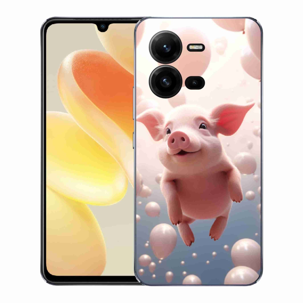 Gélový kryt mmCase na Vivo X80 Lite - prasiatko s balónikmi