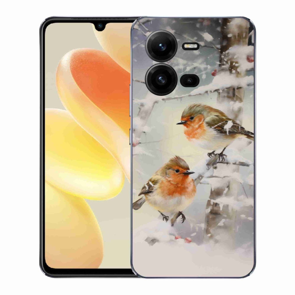 Gélový kryt mmCase na Vivo X80 Lite - vtáčiky v zime