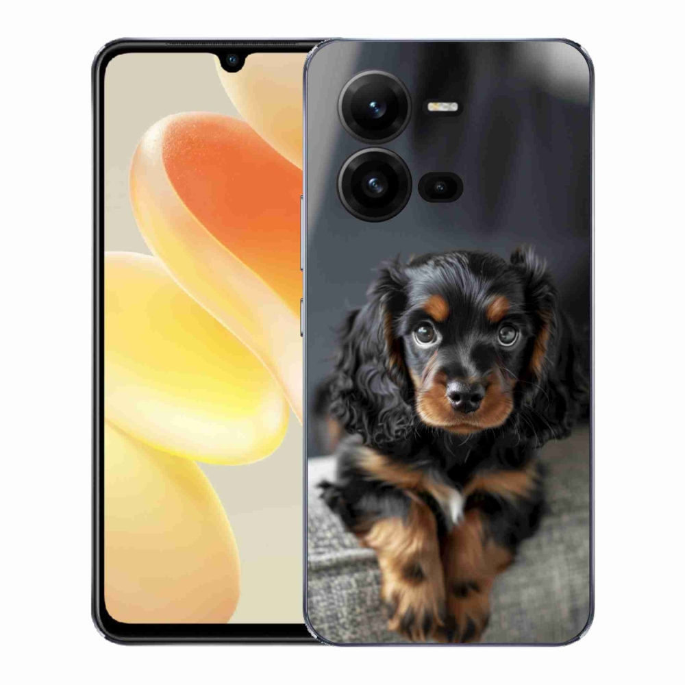 Gélový kryt mmCase na Vivo X80 Lite - roztomilý dlhosrstý jazvečík