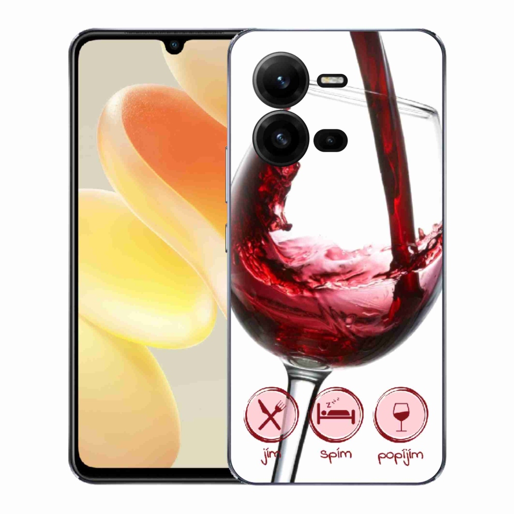 Gélový kryt mmCase na Vivo X80 Lite - pohár vína červené