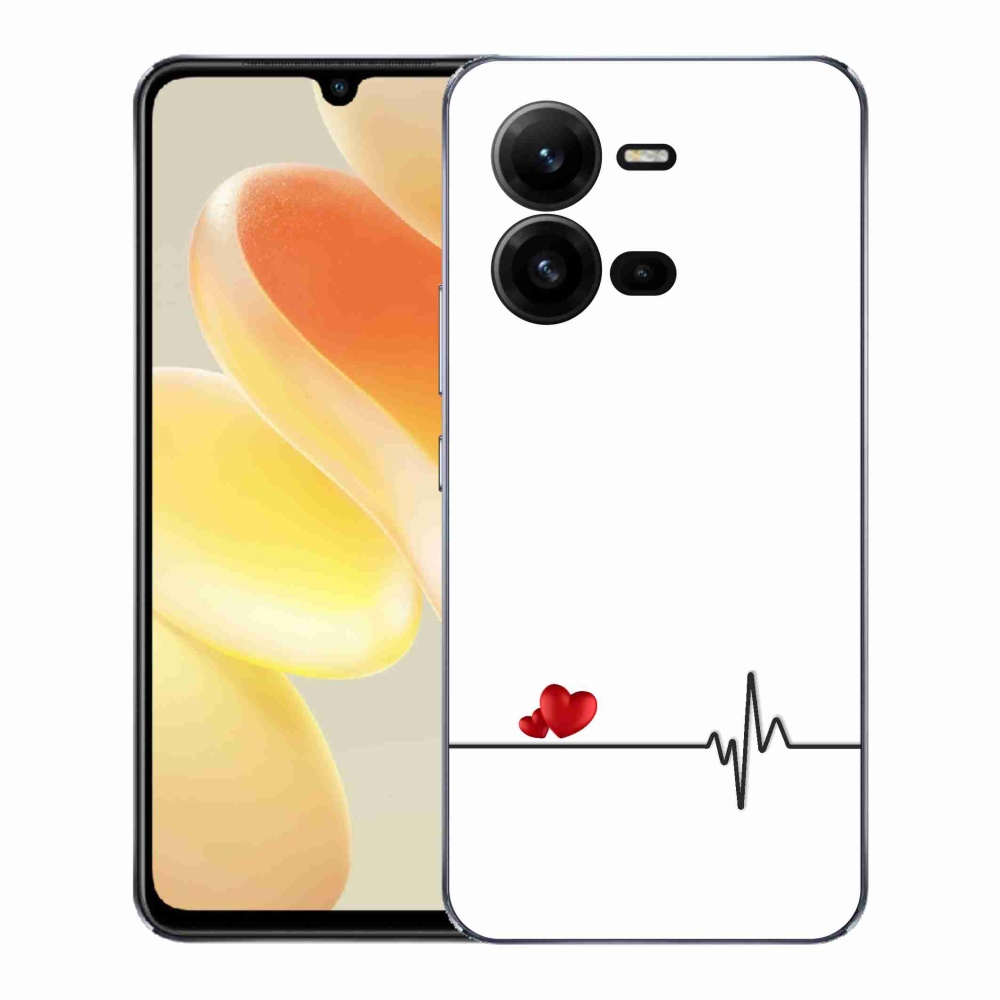 Gélový kryt mmCase na Vivo X80 Lite - srdce a tep biele pozadie