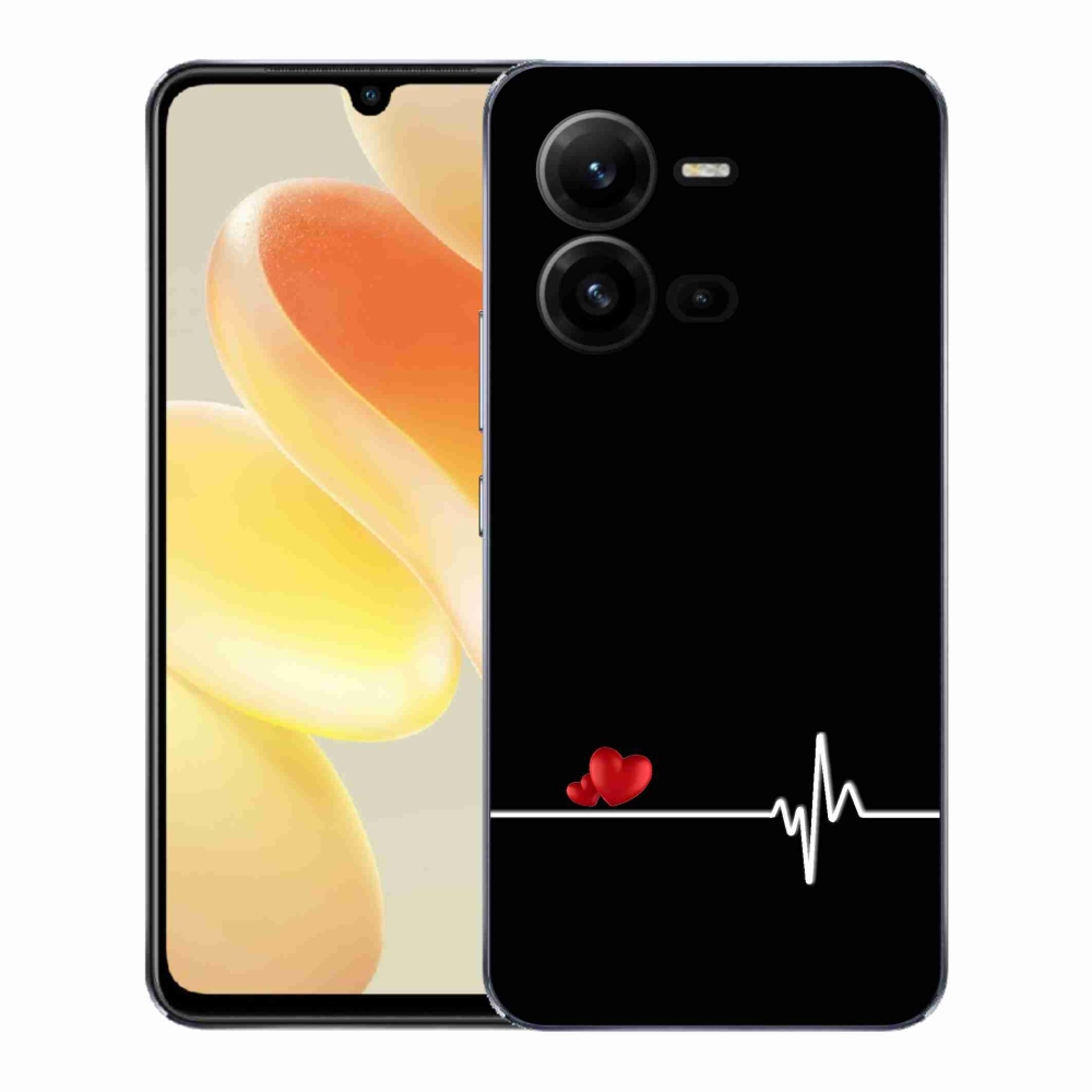 Gélový kryt mmCase na Vivo X80 Lite - srdce a tep čierne pozadie