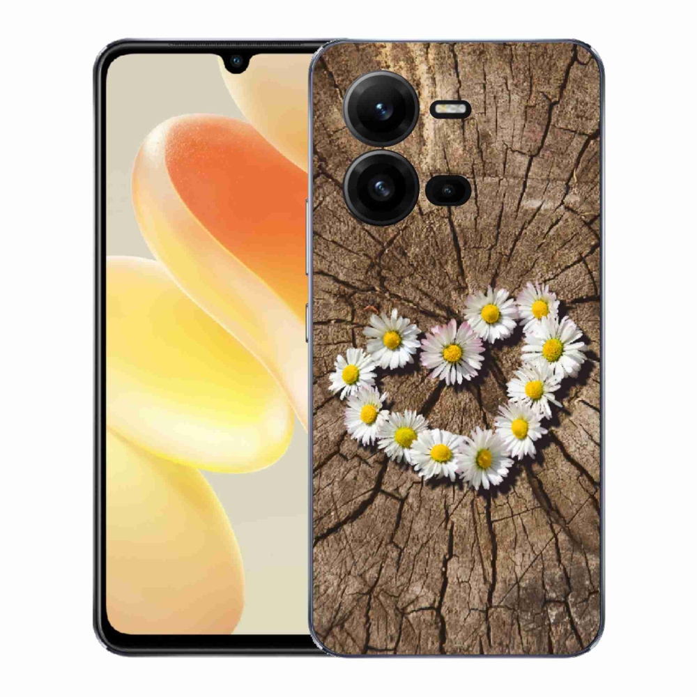 Gélový kryt mmCase na Vivo X80 Lite - srdce z margaréty