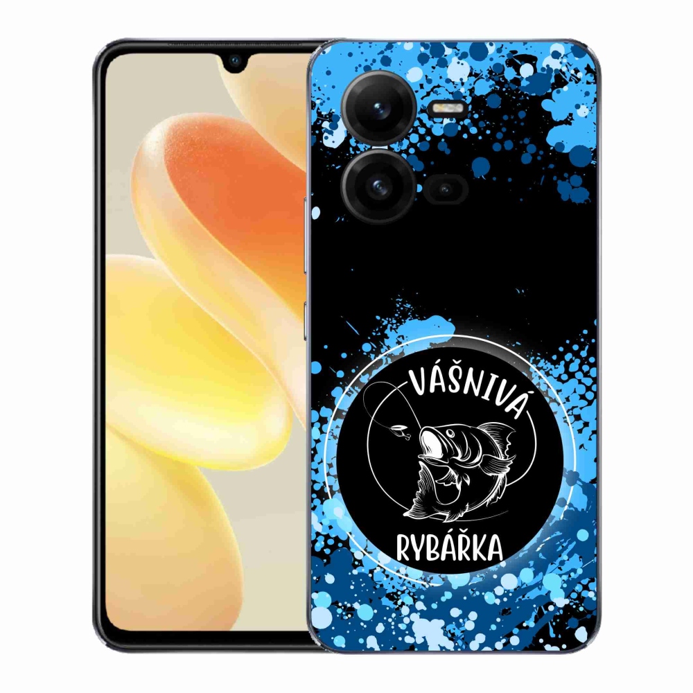 Gélový kryt mmCase na Vivo X80 Lite - vášnivá rybárka čierne pozadie