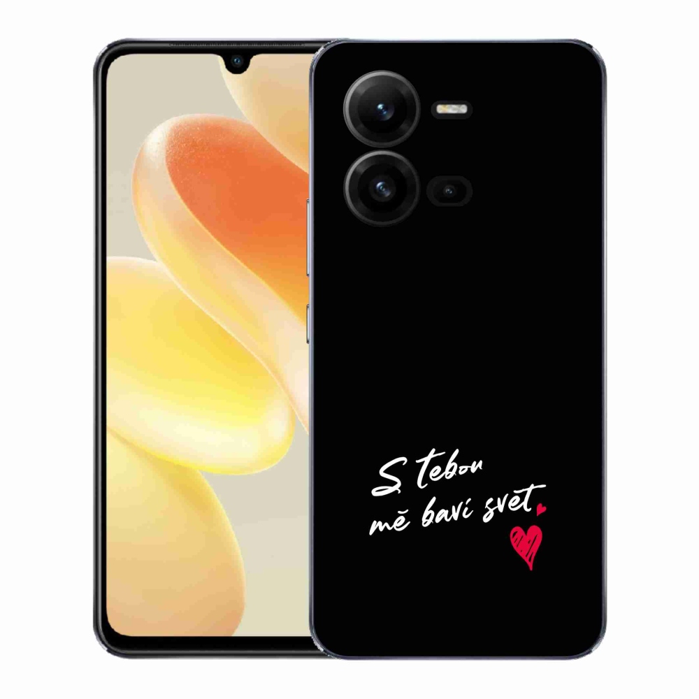 Gélový kryt mmCase na Vivo X80 Lite - zamilovaný text 1 čierne pozadie
