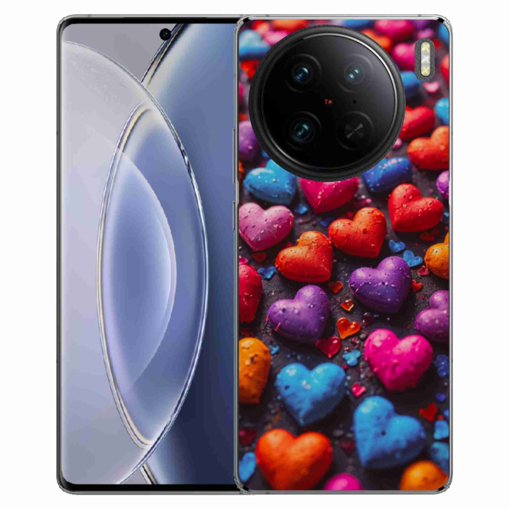 Gélový kryt mmCase na Vivo X90 Pro - farebné srdcia