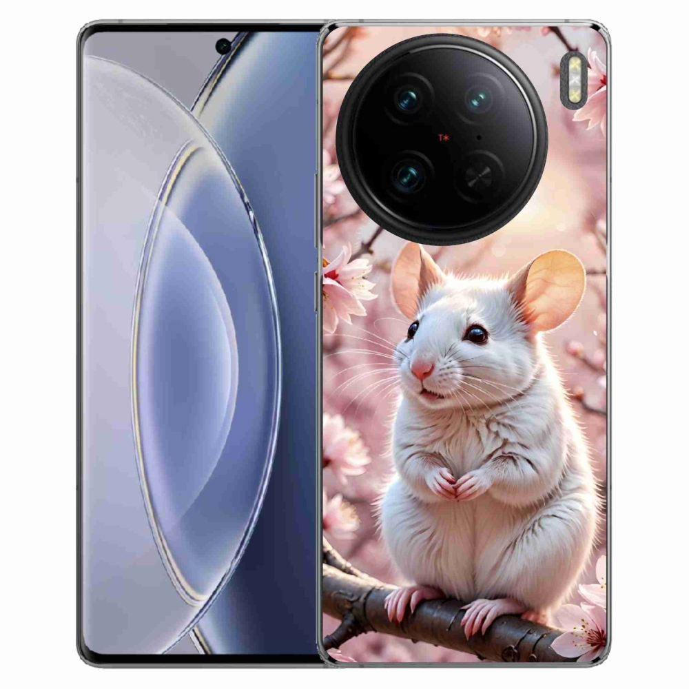 Gélový kryt mmCase na Vivo X90 Pro - biela myš na vetve