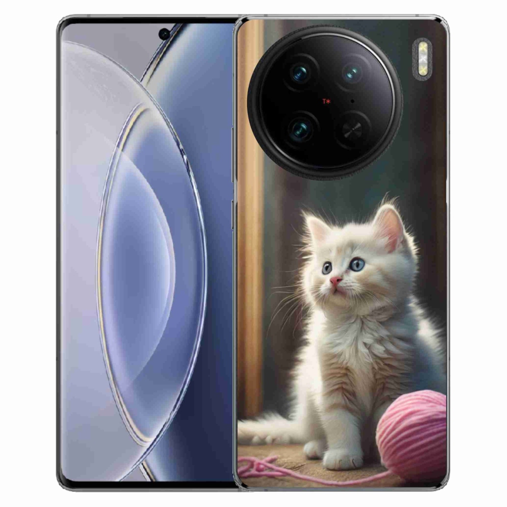 Gélový kryt mmCase na Vivo X90 Pro - biele mačiatko 2