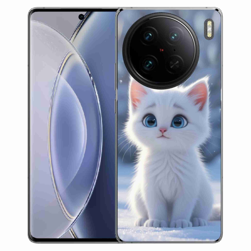 Gélový kryt mmCase na Vivo X90 Pro - biele mačiatko 3