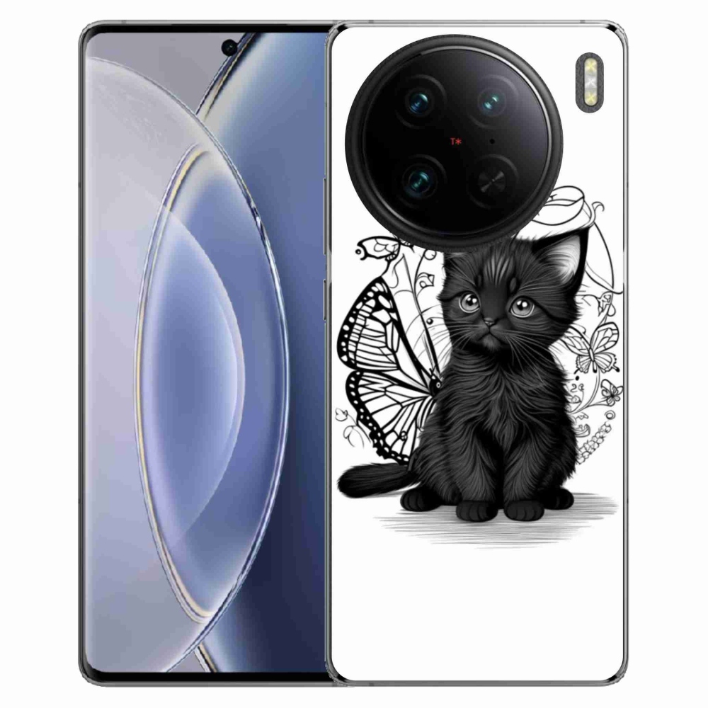 Gélový kryt mmCase na Vivo X90 Pro - čierne mačiatko